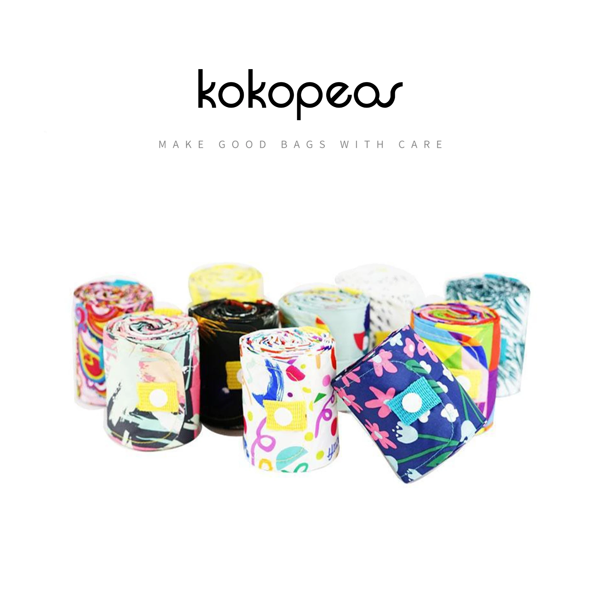 KOKOPEAS Reusable Grocery Bags Eco-Friendly Foldable Large Capacity Shopping Compact Bag Spat Washable Durable Handbags