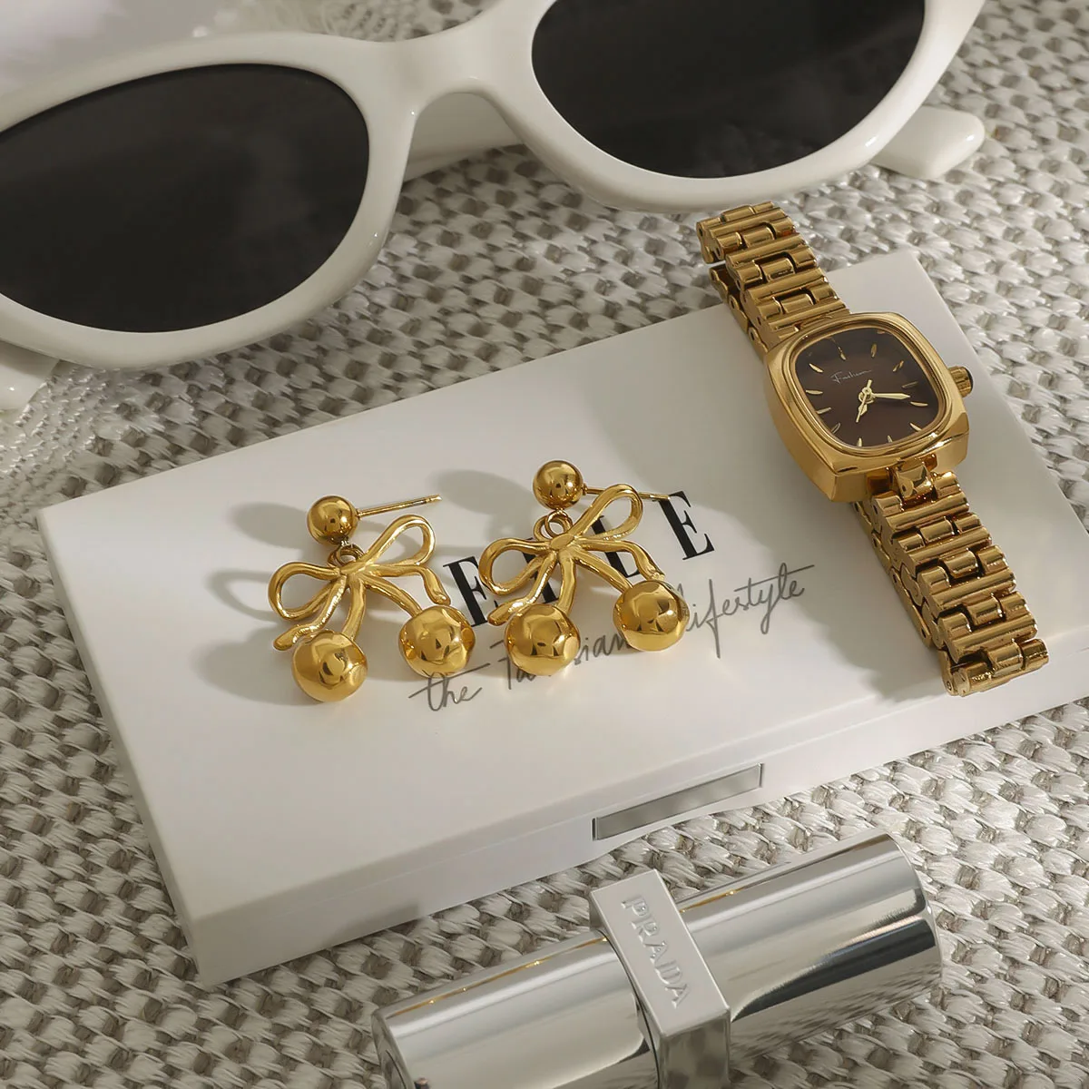 يوري الحد الأدنى القوس الكرز قلادة الأقراط الفولاذ المقاوم للصدأ تنوعا شعبية PVD مقاوم للماء مجوهرات هدية