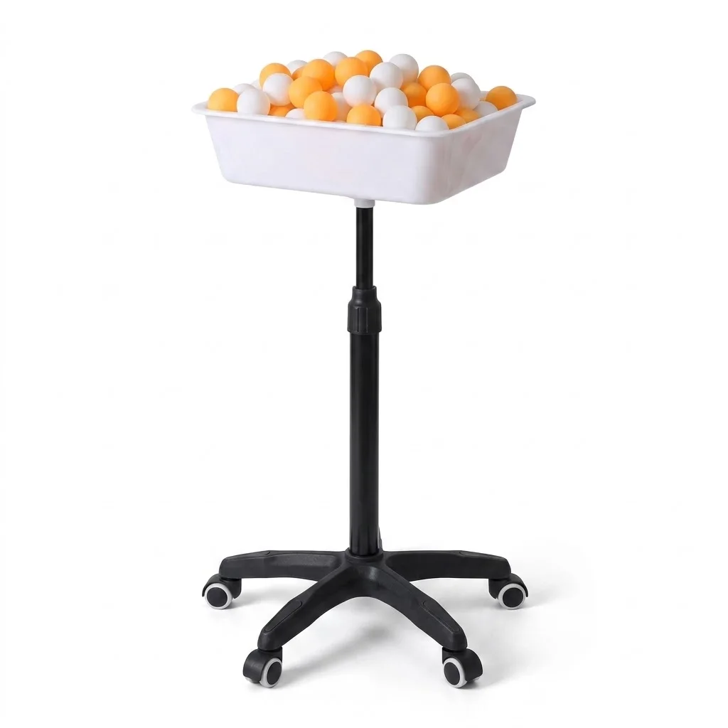 Professional Indoor Movable Multi-Ball Table Tennis Tray Stainless Steel Frame Nylon 250 Balls Capacity Training Storage 360