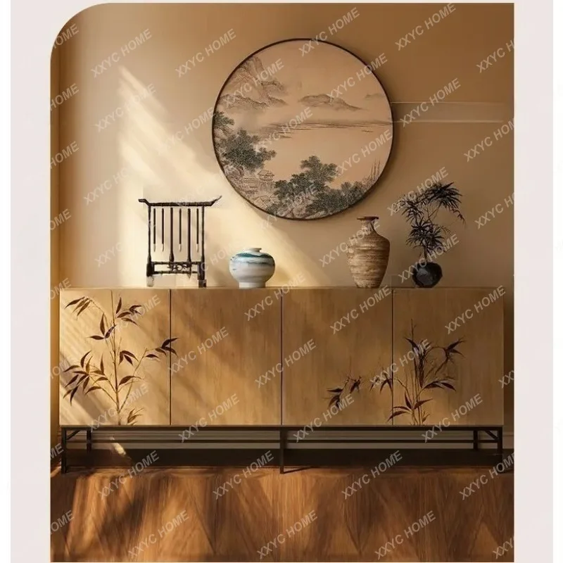 XXFactory Direct New National Style Hand Painted Bucket Cabinet Log Wind Large Capacity TV Cabinet