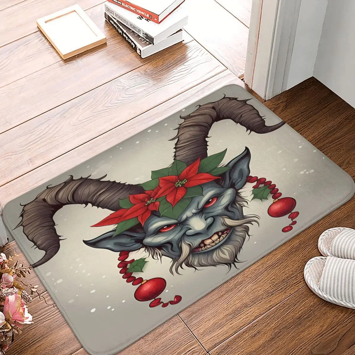 Merry Krampmas Whimiscal Krampus 40x60cm Carpet Polyester Floor Mats Mats Customizable Anti-Slip Home Decor