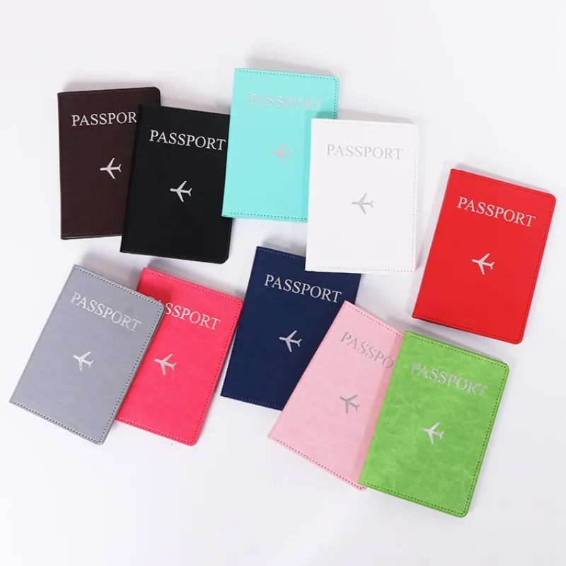 ผู้ถือหนังสือเดินทางหนัง PU สีทึบปกหนังสือเดินทางพร้อม ID ในตัวช่องใส่บัตรเครดิตกระเป๋า Passport Sleeve Protector