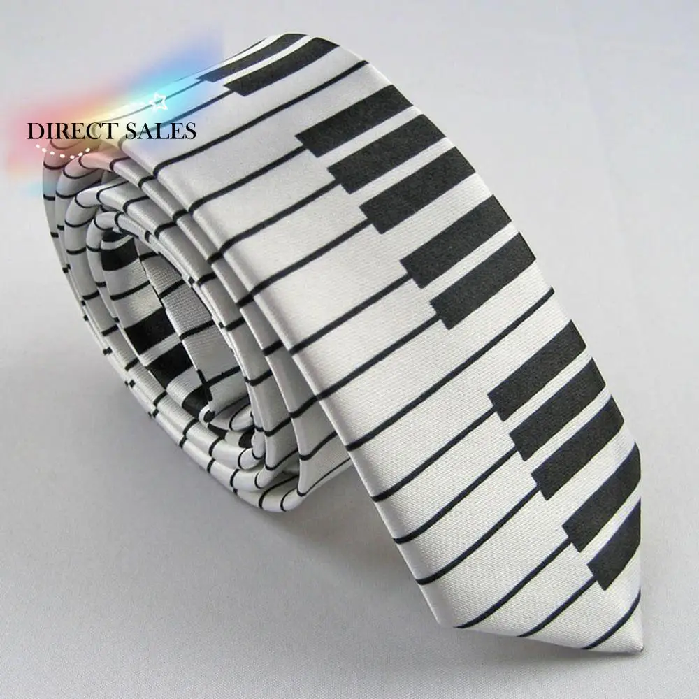 

Skinny Keyboard Men Black & White Tie Casual Music Tie Necktie