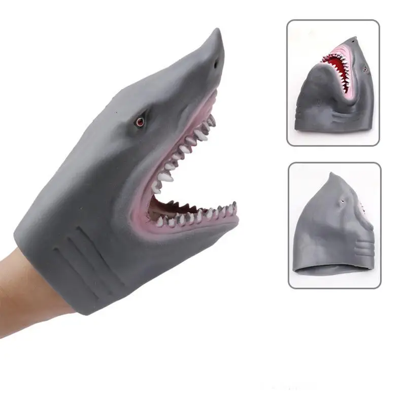 Dinosaur Hand Puppet Realistic Cartoon Animal Hand Toy Soft Rubber Animal  Animal Animation Puppet Toy Boy Shark Birthday Gifts