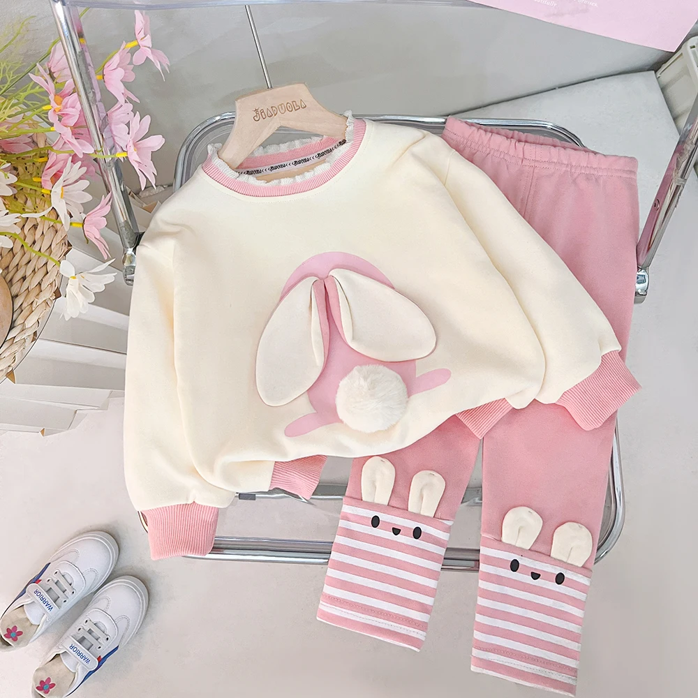 Autumn Children Clothing Sets for Baby Girls T Shirt Pants Toddler Kids Tracksuit Cute Cartoon Rabbit Infant Clothes Outfits