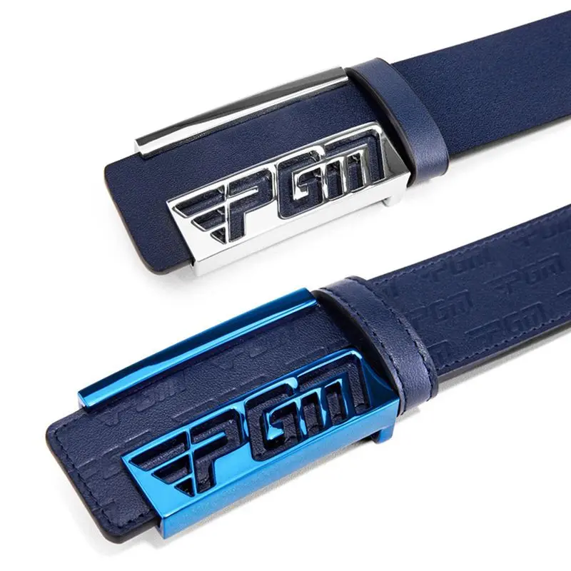 ABJV حزام رجالي موضة ثلاثي الأبعاد شعار منقوش طبقة علوية جلد البقر سبيكة مشبك ملابس غولف حزام للرجال B