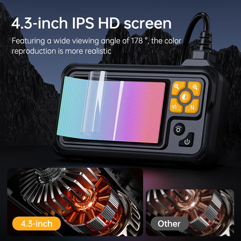 كاميرا KERUI صغيرة مع شاشة 4.3 بوصة كاميرا المنظار الصناعي أحادية/مزدوجة بعدسة لفحص خطوط الأنابيب وصيانة المركبات