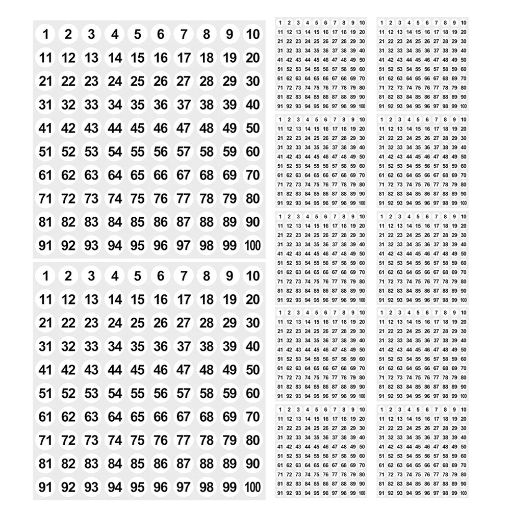 

2500Pcs Number Stickers Consecutive 1-100 Round Labels Self Adhesive Paper for Organizing Storage Boxes Office School
