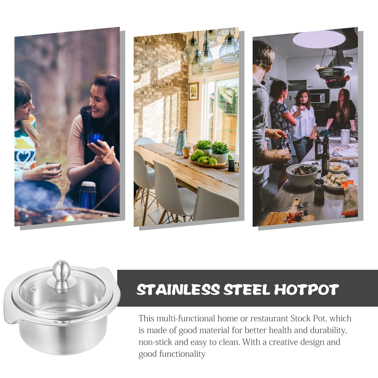 

1pc Small Hot Pot With Lid Stainless Steel Soup Pot For Kitchen Cooking Noodles Stew Ramen Cookware Stockpot Milk Container