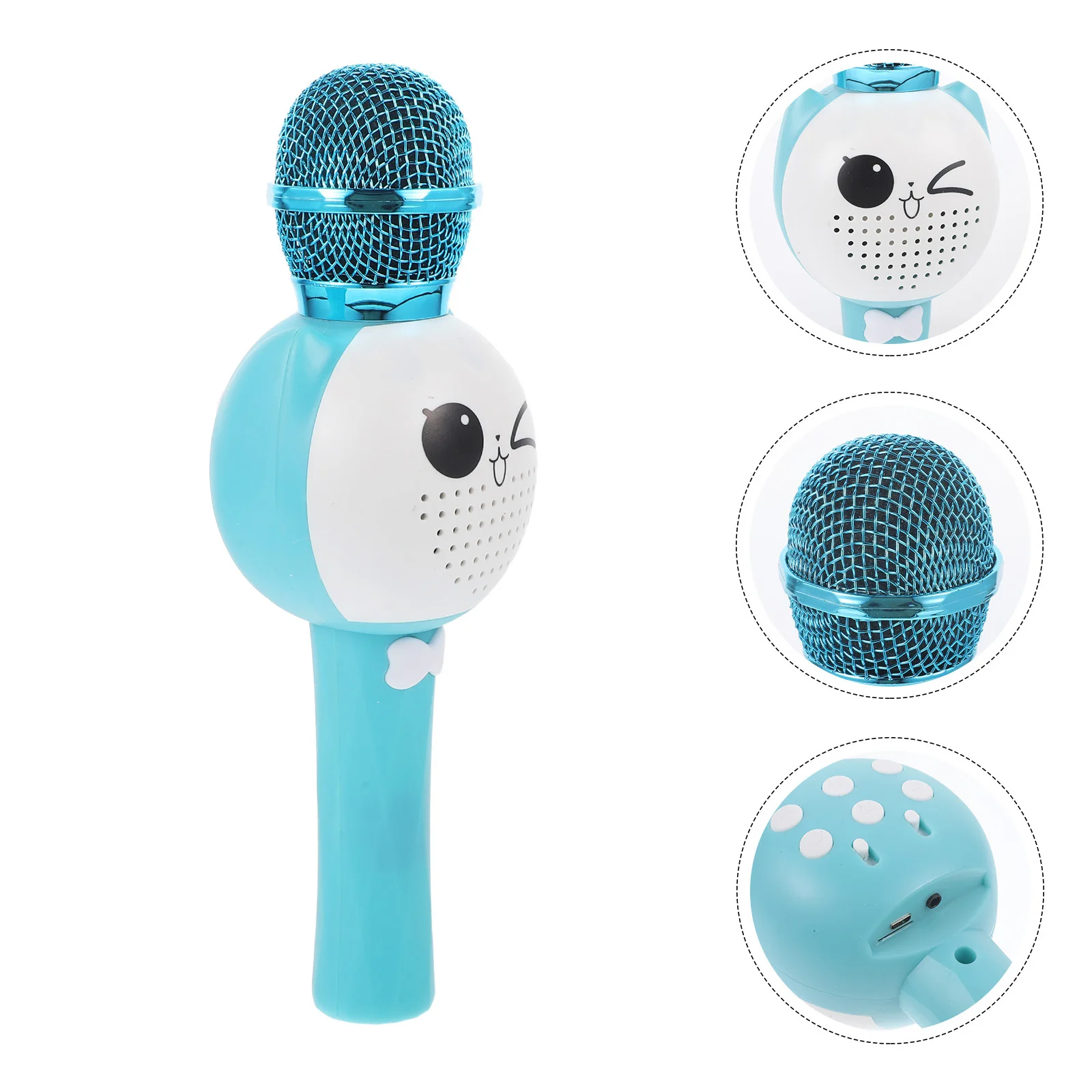 1 ชุดไมโครโฟนการ์ตูนสร้างสรรค์สำหรับเด็ก ของเล่นร้องเพลงไร้สาย เสริมพัฒนาการด้านดนตรี ทนทาน ปลอดภัย ผลิตจากพลาสติก ABS