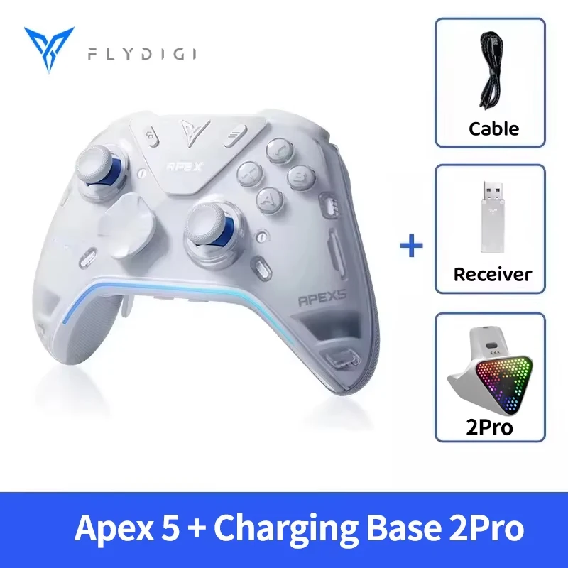 Flydigi Apex5 Controller Gamepad Wireless Gamepad for PC /Switch/Phone/TV/Tablet Computer,Charging Dock with Cool RGB Screen