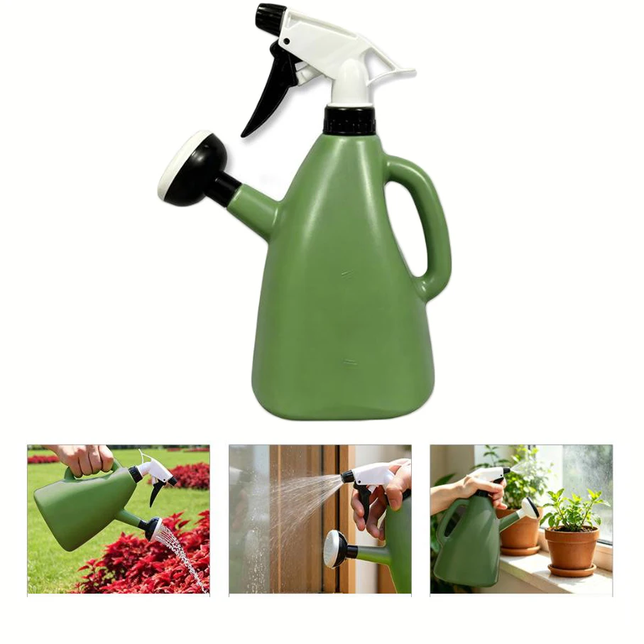 1000ml Green PE Garden Watering Spray Bottle Adjustable Nozzle Handheld Sprayer For Plants Cleaning Home Yard Tool
