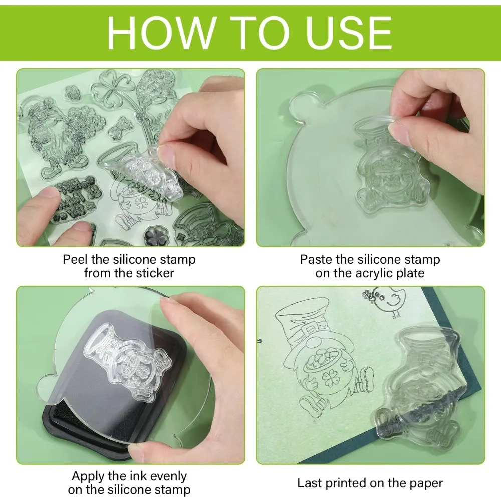 جنوم سيليكون واضح Stamps قزم ختم شفاف لعيد القديس باتريك عيد الميلاد عيد الميلاد عيد الحب بطاقات صنع #3