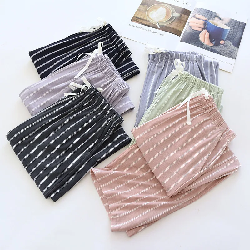 Modale Pyjamabroek Homewear Gestreepte Nachtkleding Voor Slapen Damesbroeken Lente Zomer Nieuwe Pj Bottoms Nachtkleding Vrouw