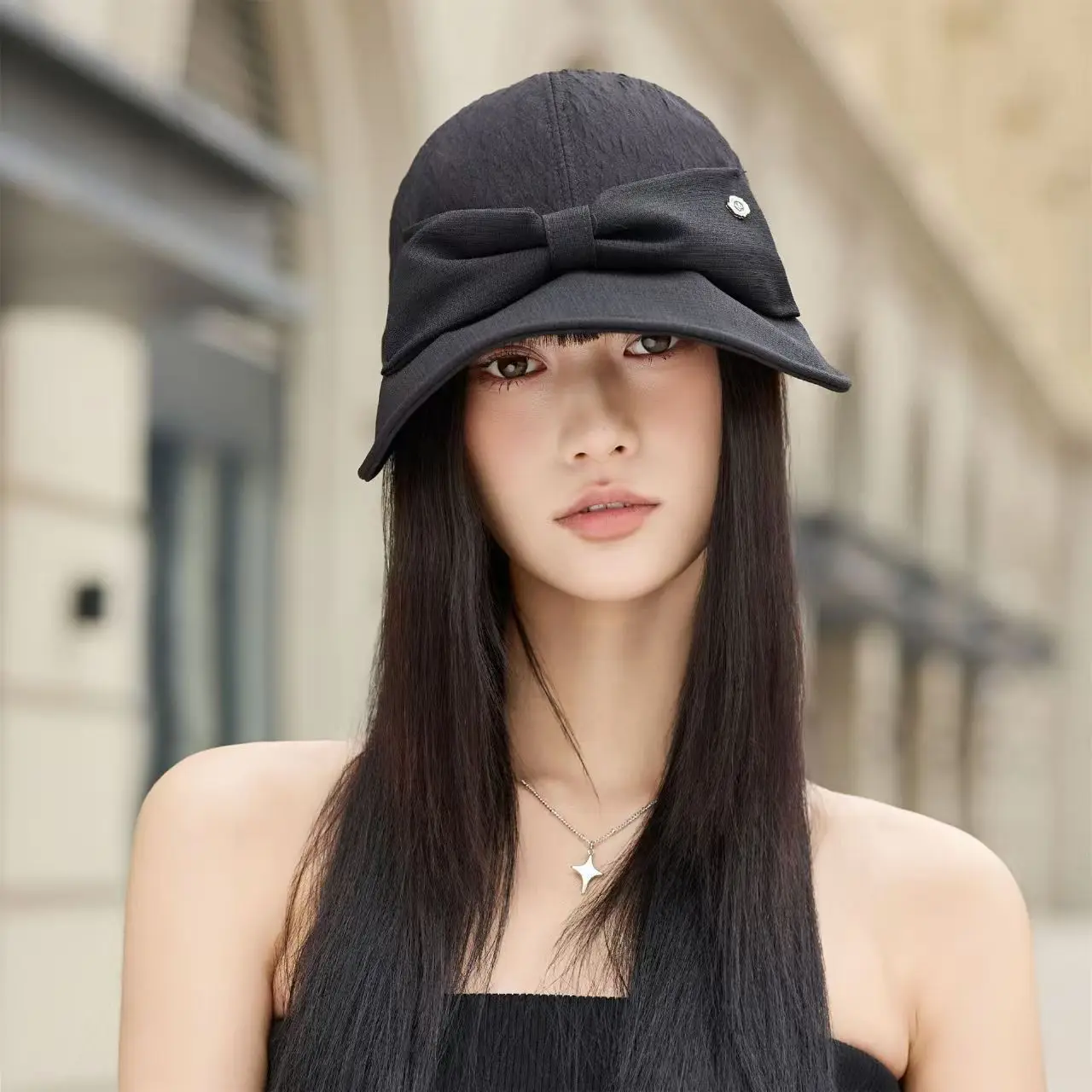 

Бейсбольная кепка с бантом для женщин, однотонная фуражка для девочек, уличная мягкая хлопковая шляпа с солнцезащитным козырьком