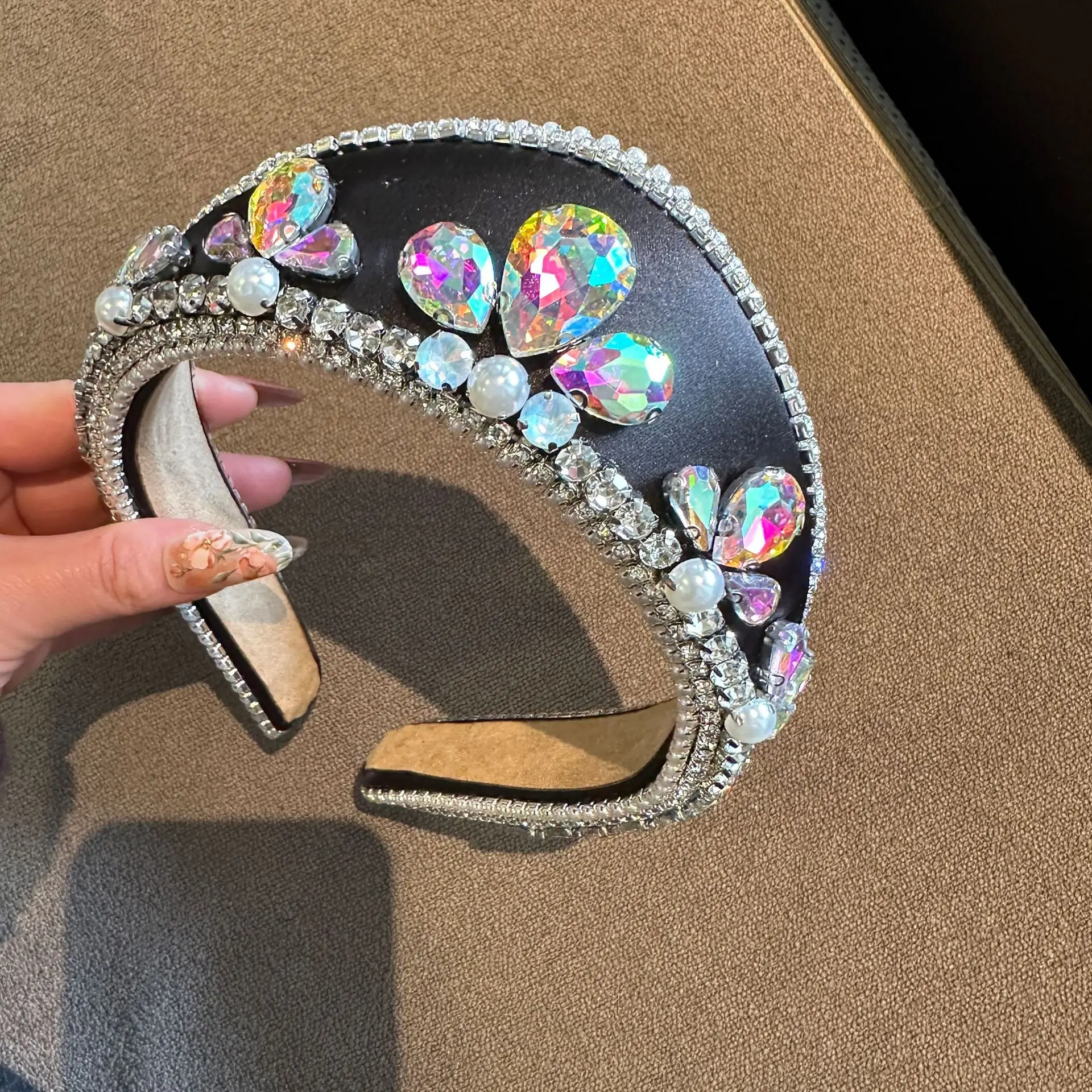 

European and American New Baroque Water Drop Diamond Crown Headband Fashionable Design Hair Accessory for Women