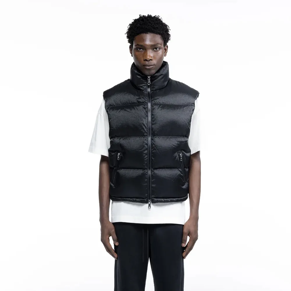 

Cole Buxton Premium Glossy Zipper Vest Sleeveless Tank Top Solid Color Stand Collar Warm Coat Cotton Jacket