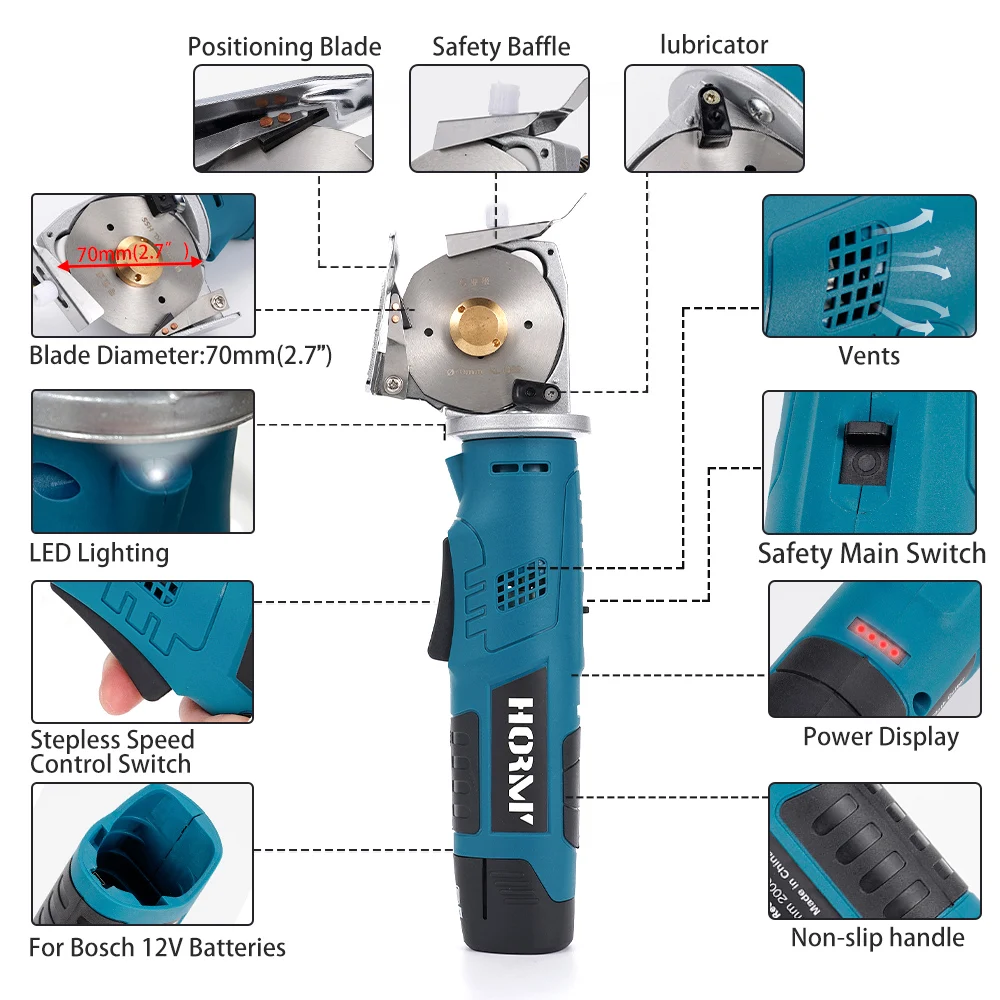 Cordless Electric Scissors Cloth Knife Fabric Cutting Tool Leather Fabric Electric Cutter Kit Cutting Saw For Bosch 12V Battery