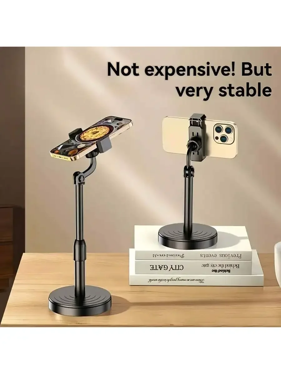 

Adjustable Desktop Phone Stand With Weighted Base Universal For iPhone Android Live Streaming