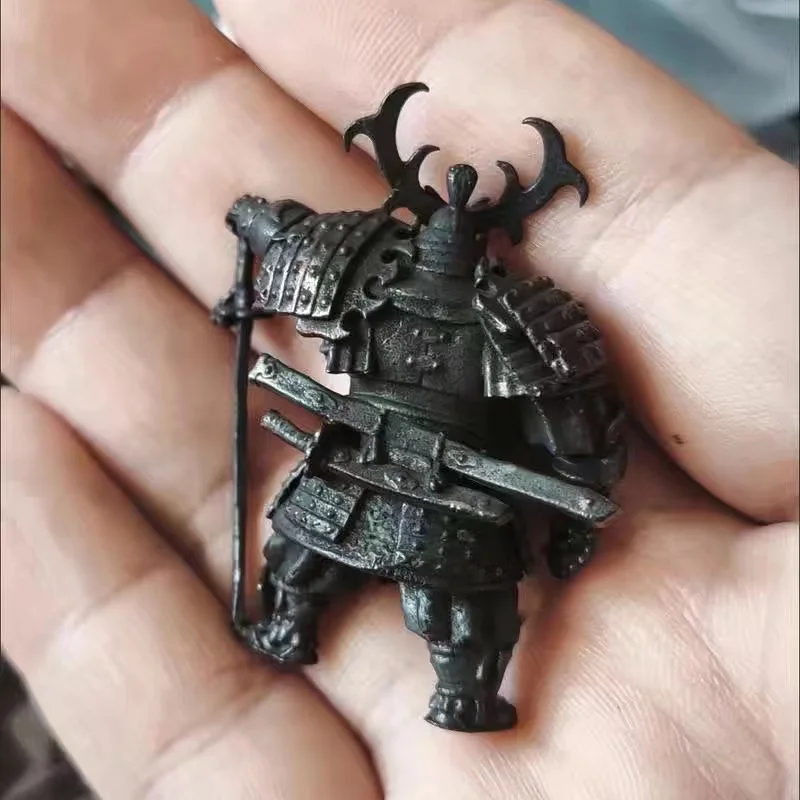 Copper Japanese Shogunate Samurai Figurines Miniatures Vintage Metal Soldiers Model Statue Desktop Toy Ornament Decoration
