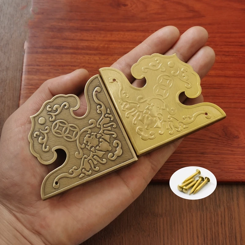 Decorative Solid Brass Corners Protectors Metal For Furniture Cabinet Wooden Box Corner Brackets Guards -1pc