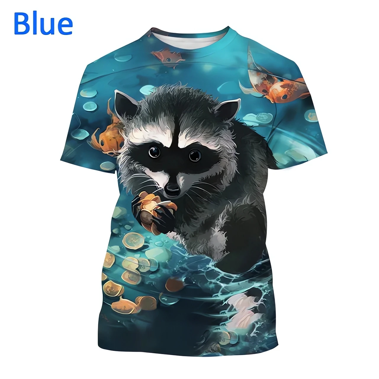 New Summer 3D Printing Cute Animal Raccoon Men's Casual Fashion Harajuku Printed Large T-shirt Short sleeved Top