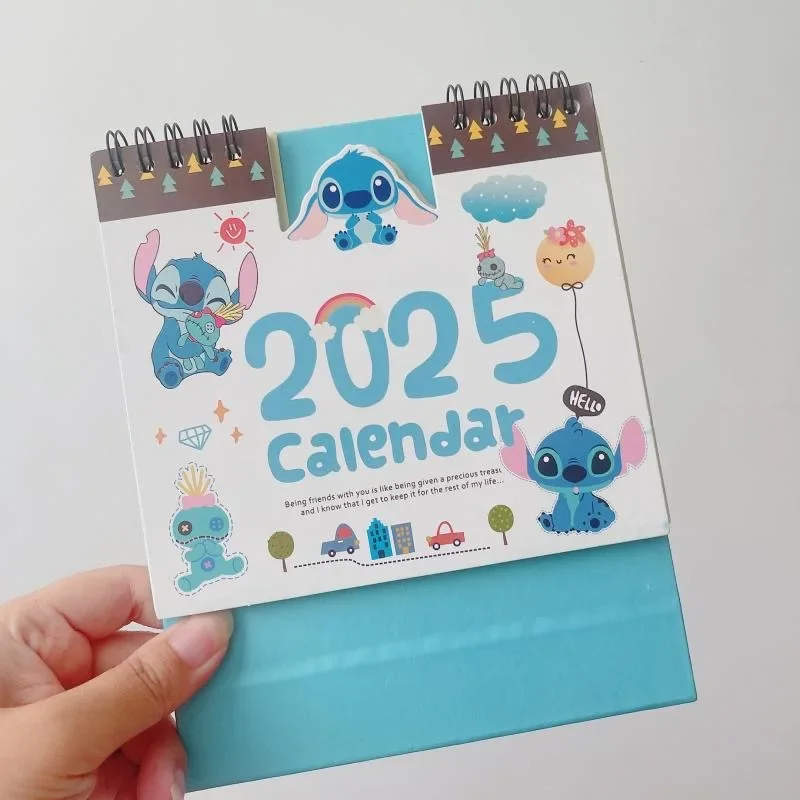 2025 Disney Stitch Desktop Calendar Boy Simple Notepad Planner Cartoon Anime Schedule Decor Calendar Time Manager Christmas Gift