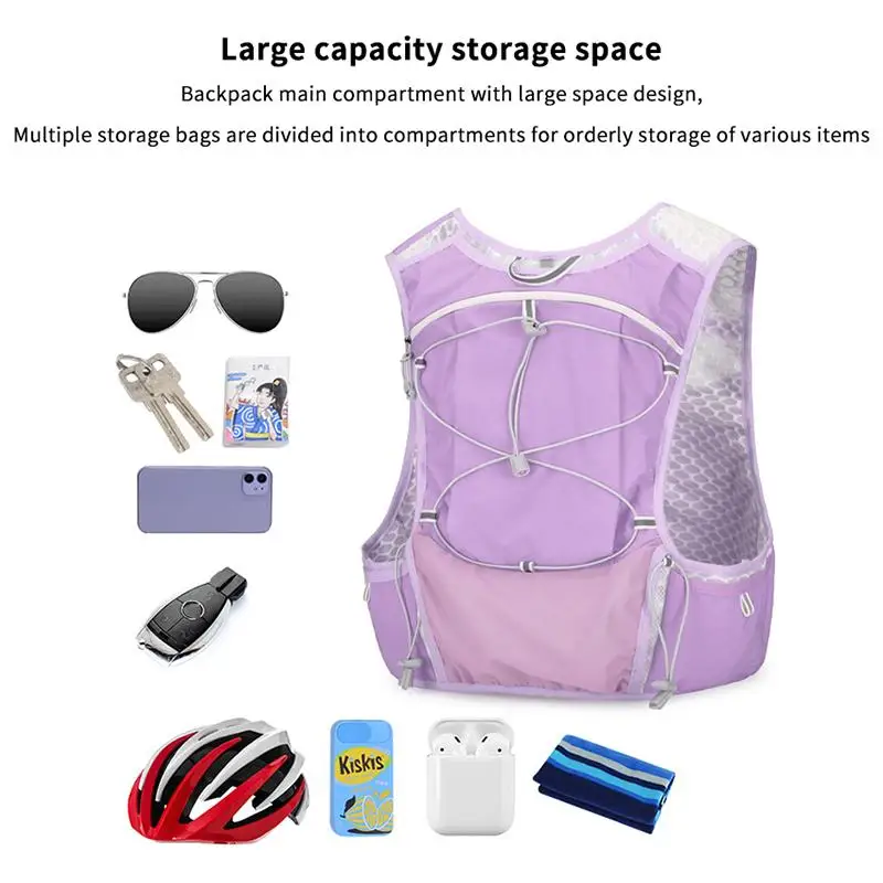 1pcs polyester Outdoor Trail Running Backpack Ultralight Hydration Vest For Men Women Breathable Hiking Pack