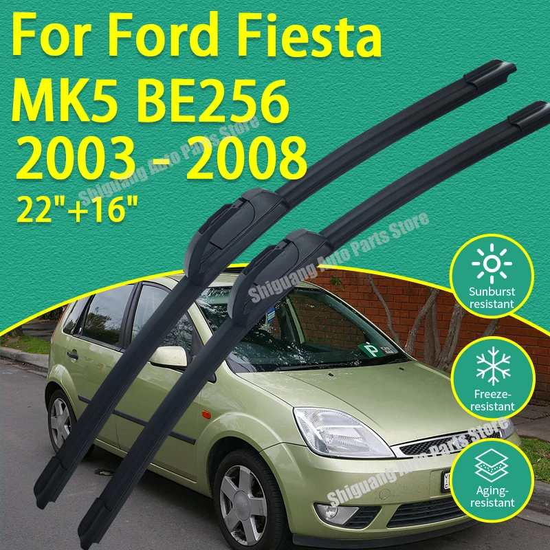 Front Silicone Coating Wipers for Ford Fiesta MK5 BE256 2003 - 2008 Car Wiper Windshield Windscreen Blades Accessories 2004 2005