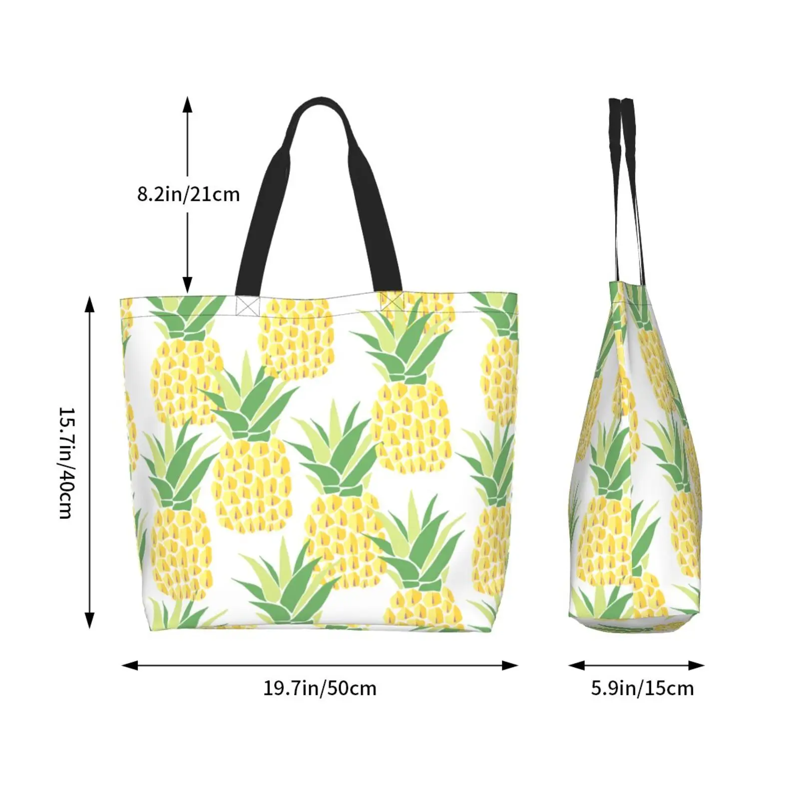 Cute Cartoon Shoulder Bag Large Reusable Eco-friendly Shopping Bags Portable Storage Handbag Pineapple Print Tote Bag Fashion