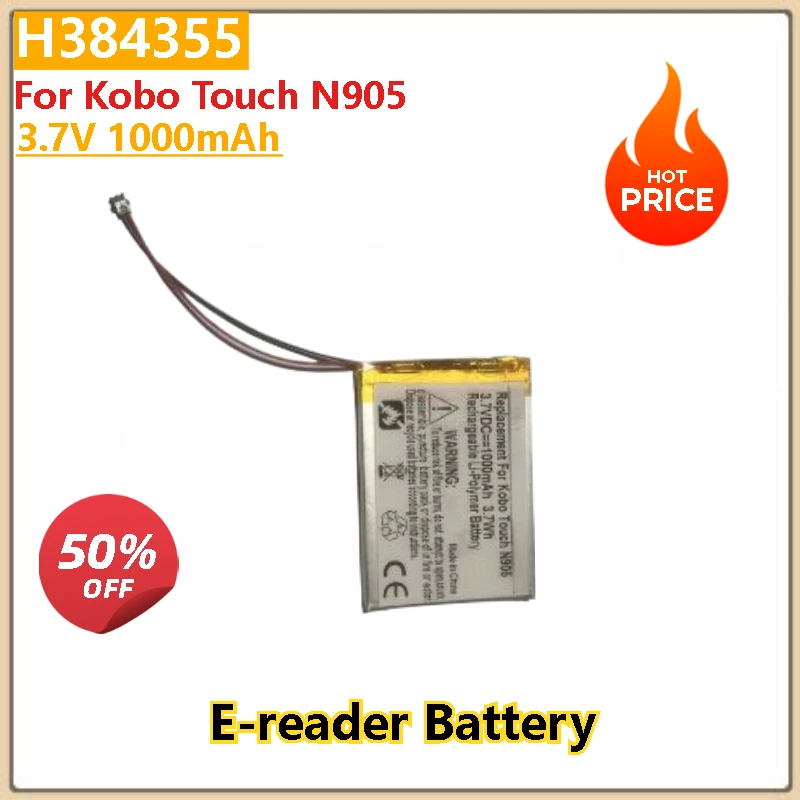 

100% New 3.7V 1000mAh High Quality Replacement E-reader Battery H384355 for Kobo Touch N905