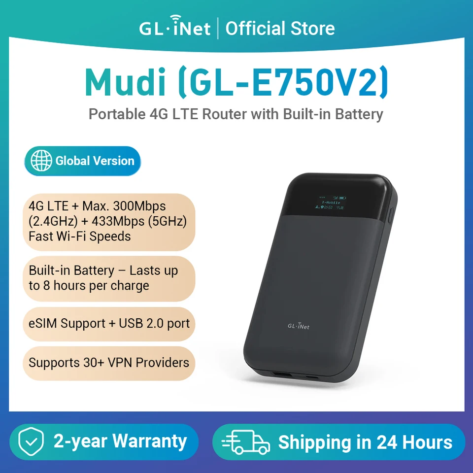 GL.iNet MUDI V2 (GL-E750V2) 750Mbps 1TB Max MicroSD with OpenWrt