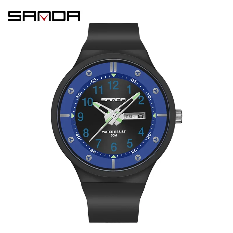 SANDA 9012 Student Watches Fashion Simple Trend Outdoor Waterproof Calendar Digital Fluorescent Wrist Watches for Boy and Girl