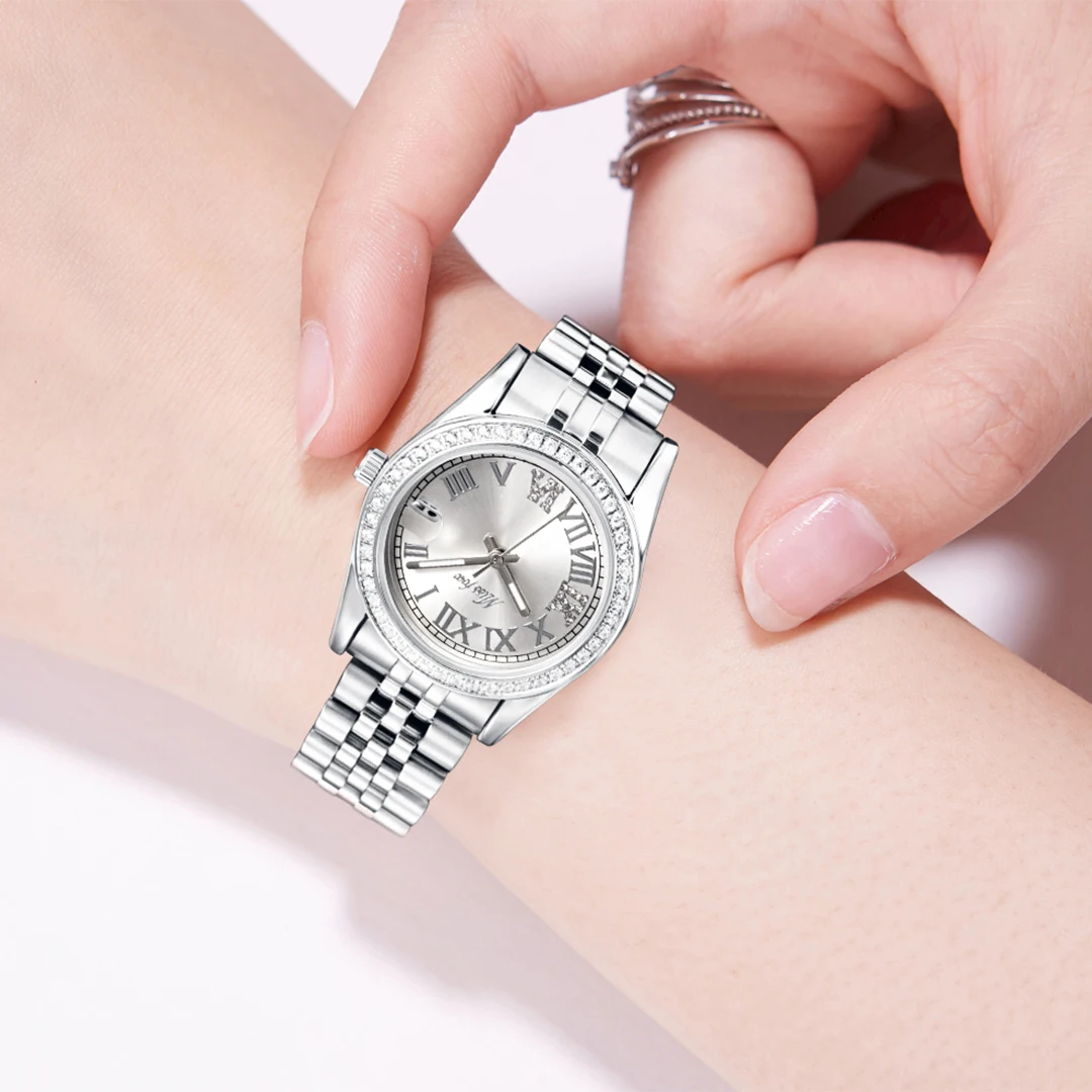 MISSFOX Watch For Women Top Brand Stainless Steel Waterproof Ladies Quartz Wrist Watches Luxury Japan Move Calendar Girls Reloj