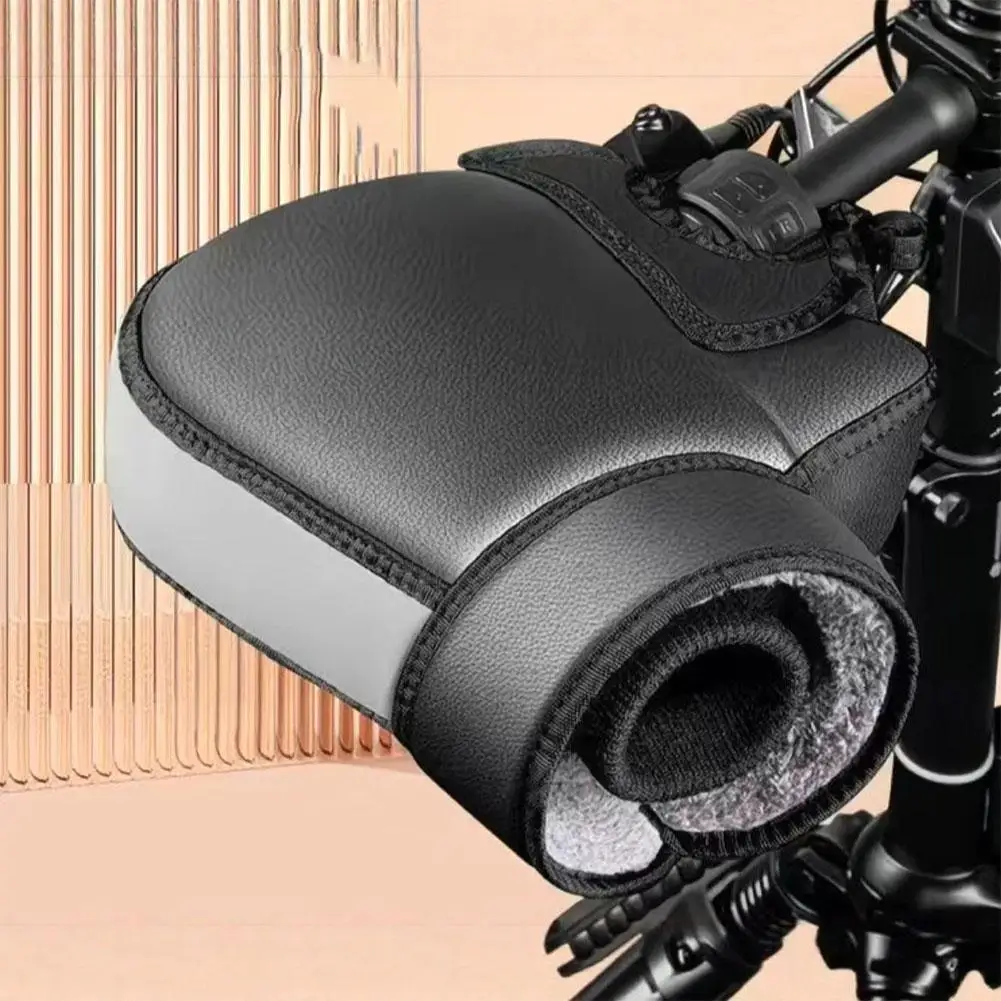 Winter-Motorrad-Lenkerhandschuhe, wasserdicht, mit dicker Fleece-Fütterung, reflektierende, warme Handschuhe für E-Bike-Fahrten. – Detail 4