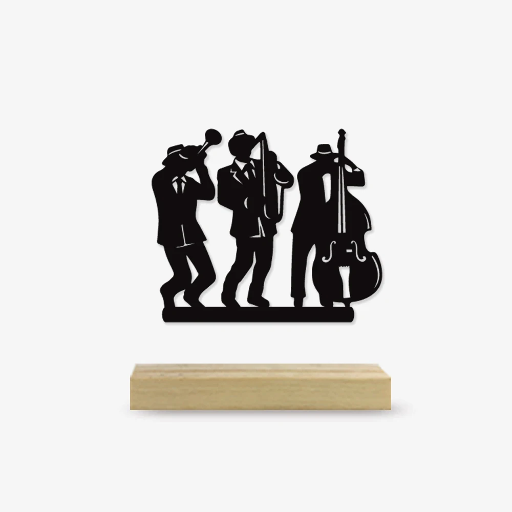 Diy Music Band Iron Ornament With Wood Base Symphony orchestra Metal Sculpture Art Figurine