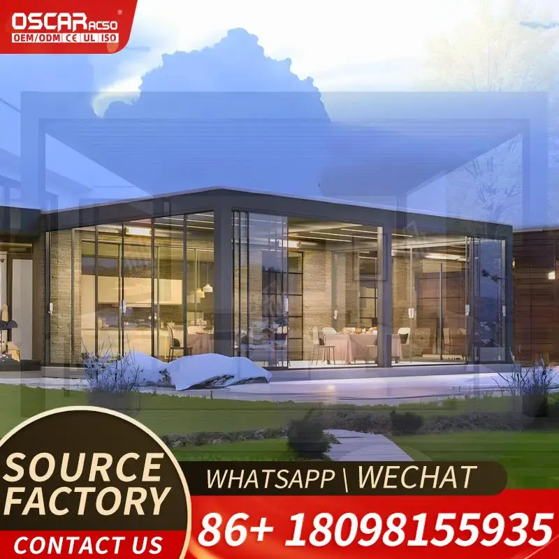 Motorized Aluminum Patio Pergola Adjustable Glass Sunroom Winter Garden Backyard Deck Spa Modern Villa Europe Outdoor Enclosure