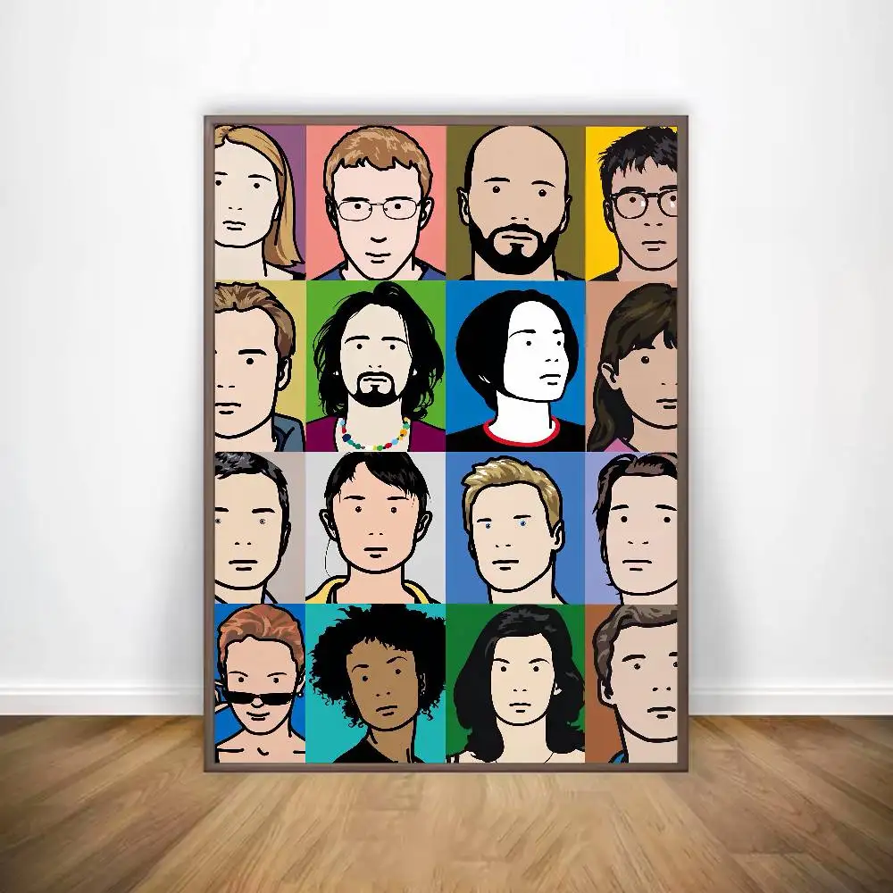 Plastic Art Julian Opie Poster Gallery Prints Self Adhesive Home Decor Decoration Wall Decals Living Room Sticker