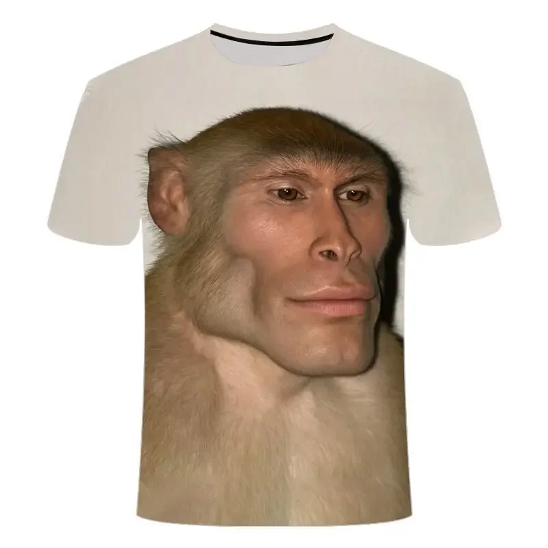 Lustiges Meme-Affen-T-Shirt mit 3D-Druck für Teenager, Sommer, lässig, Rundhalsausschnitt, kurzärmelig, Humor, Tiere, Grafik, Streetwear-Tops – Detail 2