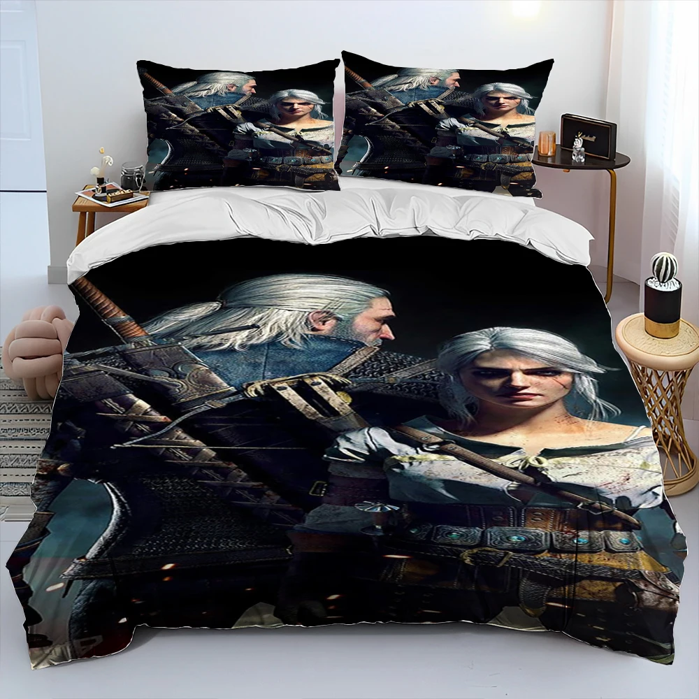 3D The W-Witcher Game Gamer cartoon Comforter Bedding Set,Duvet Cover Bed Set Quilt Cover Pillowcase,king Queen Size Bedding Set