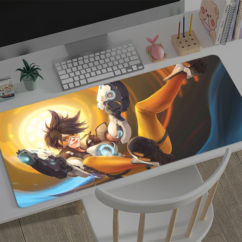 Gaming Mousepad O-overwatch Tracer Anime Mouse Mat Office Gamer Computer Mouse Pad HD Print Big Desk Mat PC Anime game Mousepad