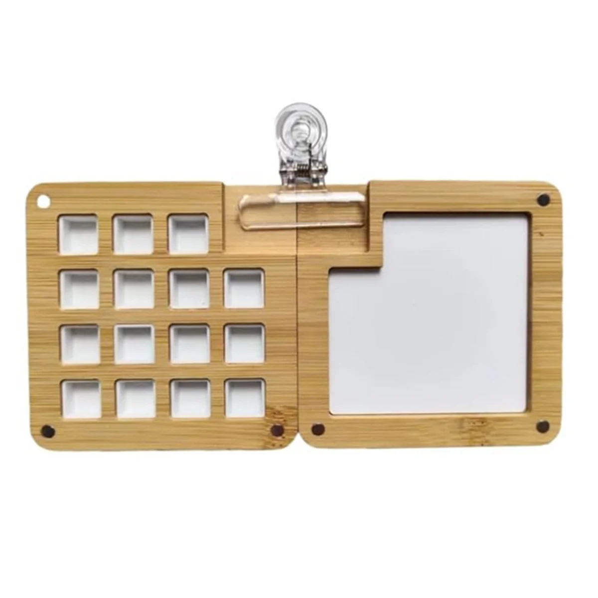 여행용 수채화 페인트 세트, 작은 팔레트, 스케치북 브러시, 나무 15 그리드 팔레트, 클립 포함