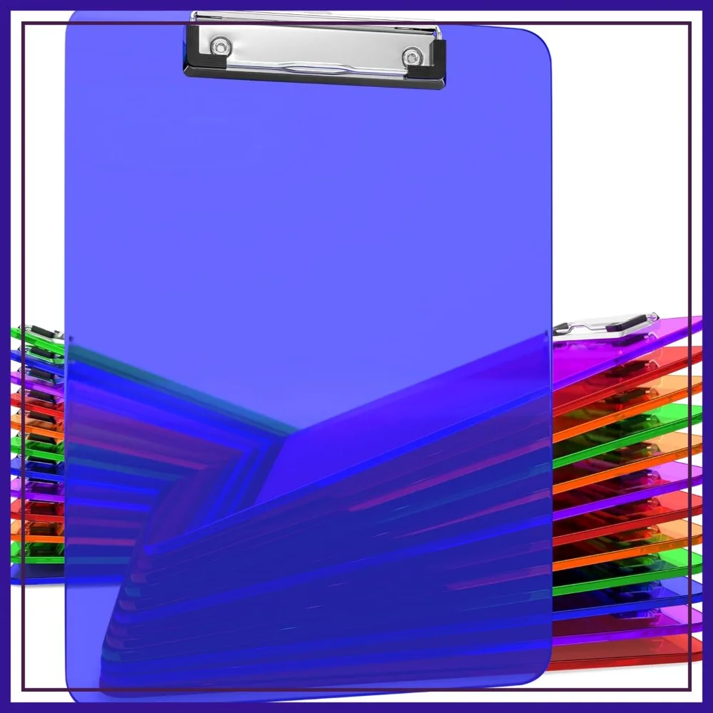 

25 Transparent Clipboards Bulk for Office Classroom, Low Profile, Holds 100 Sheets, Hanging Hook, Standard Letter Size