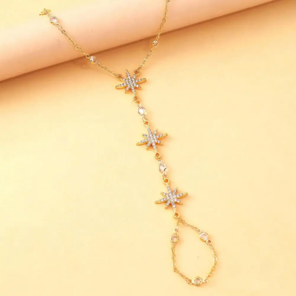 Sparkling Star Bracelet Mitten Bracelet Eight-pointed Star Bracelet Adjustable Zinc Alloy Chain Sparkling Mitten for Women