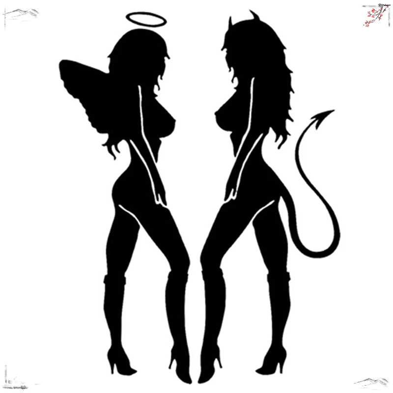 Cool Car Sticker Vinyl  ANGEL DEVIL Sexy Girl Fun Personality  on  Funny 3D Decal Motorcycle Styling PVC,14*10.5CM