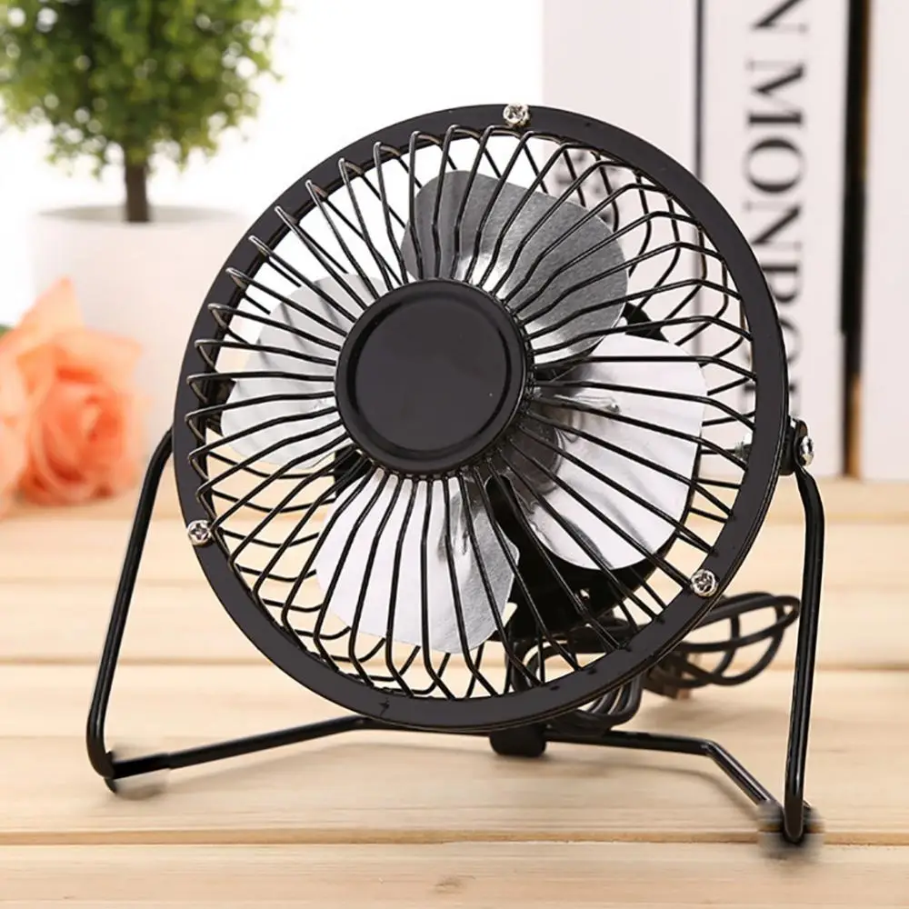 USB Fan 4 inch Portable USB Charged Metal Mute Table Cooling Fan Home Office Air Cooler