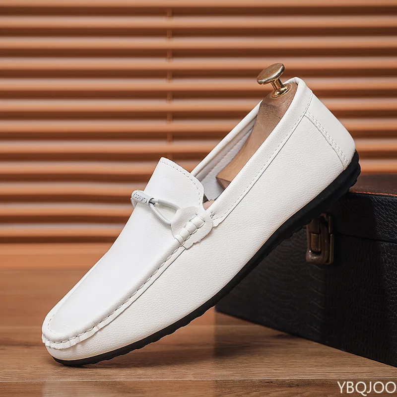 

Новые мужские туфли-бобы на мягкой подошве, легкие ленивые туфли на плоской подошве, повседневные удобные лоферы, универсальные модные мужские кожаные туфли Homme Zapatos