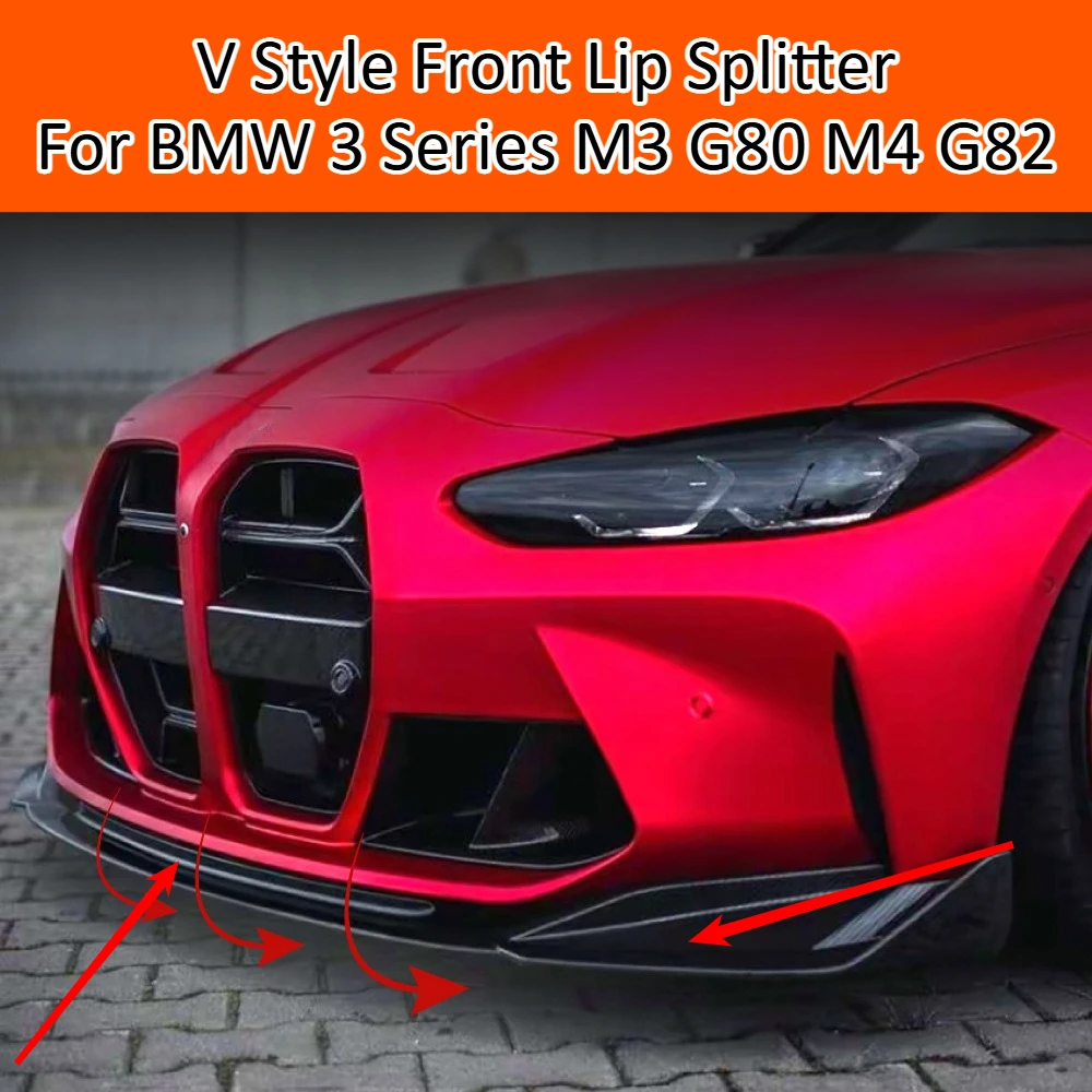 

V Style Front Lip Splitter For BMW 3 Series M3 G80 M4 G82 Plus Front Bumper Chin Spoiler Exterior Tuning Accessories Kits