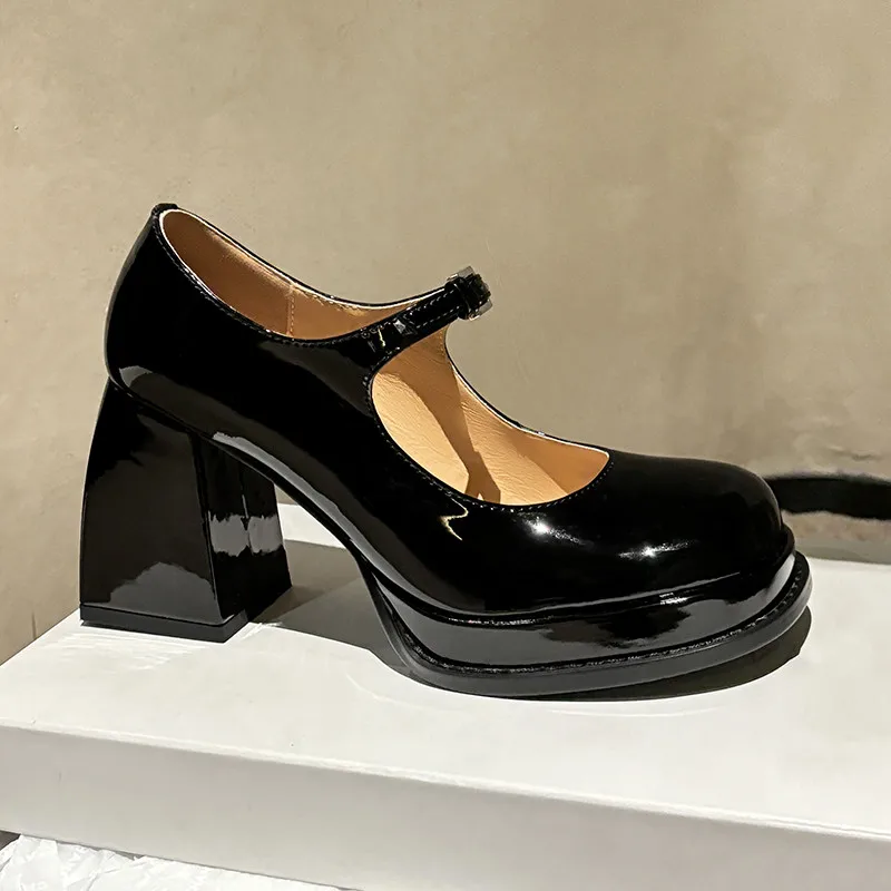 MKKHOU موضة مضخات جديدة عالية الجودة المخملية مستديرة الرأس سميكة القاع عالية الكعب ماري جينس المرأة الكعوب أحذية الحلو لوليتا #6