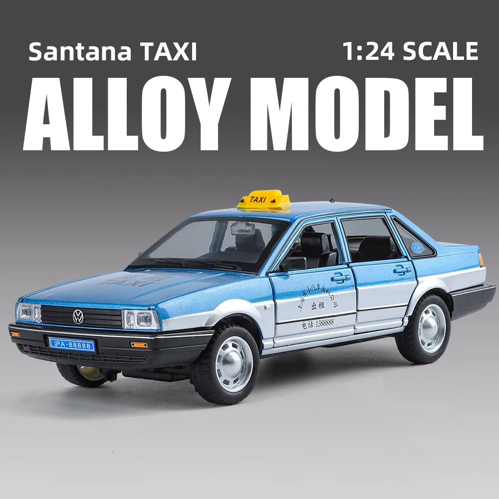 1:24 Santana TAXI Modello in lega di auto giocattolo Fonde sotto pressione fusione di metallo Suono e luce Auto giocattoli per bambini Veicolo